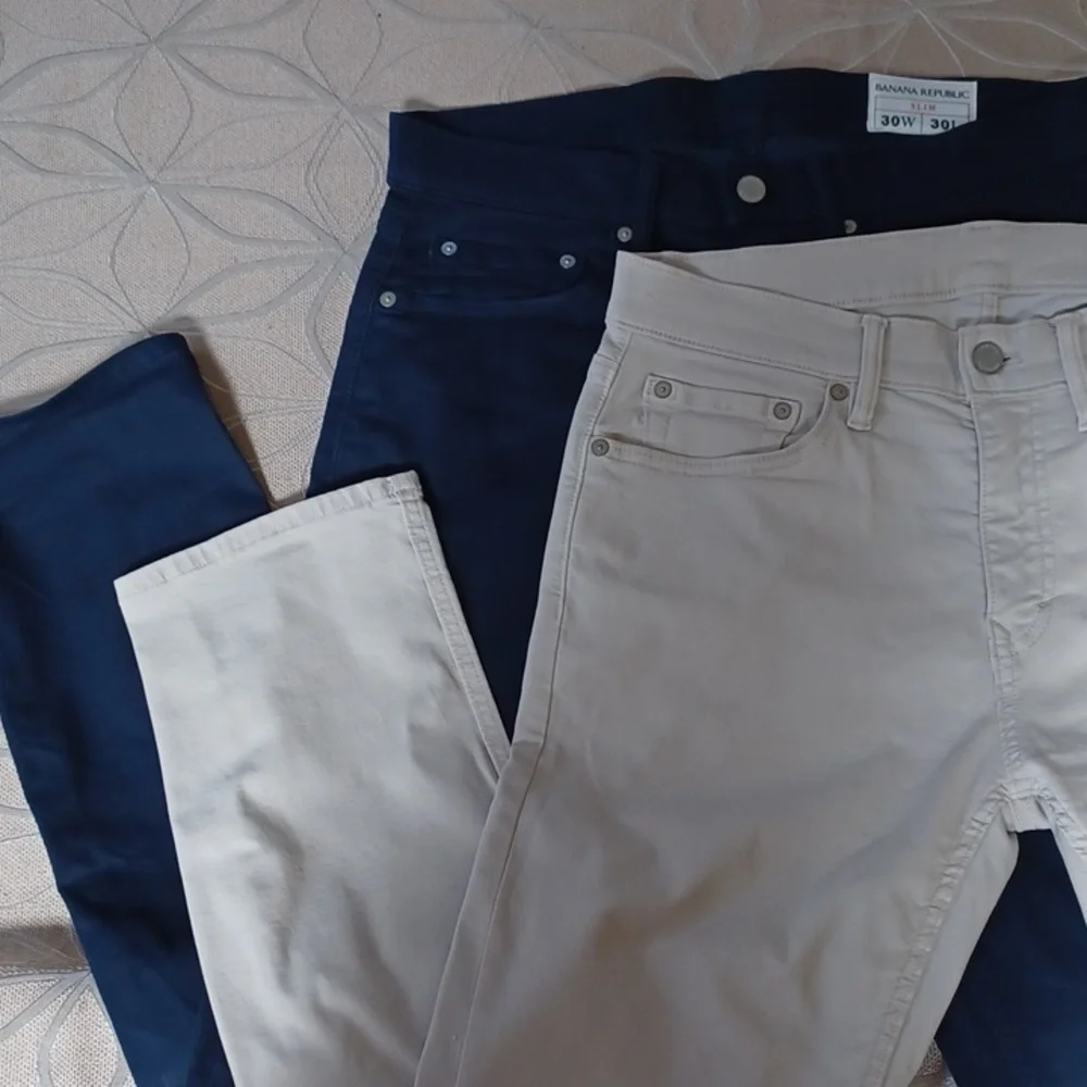 2 Banana Republic Slim Navy and Khaki Pants!